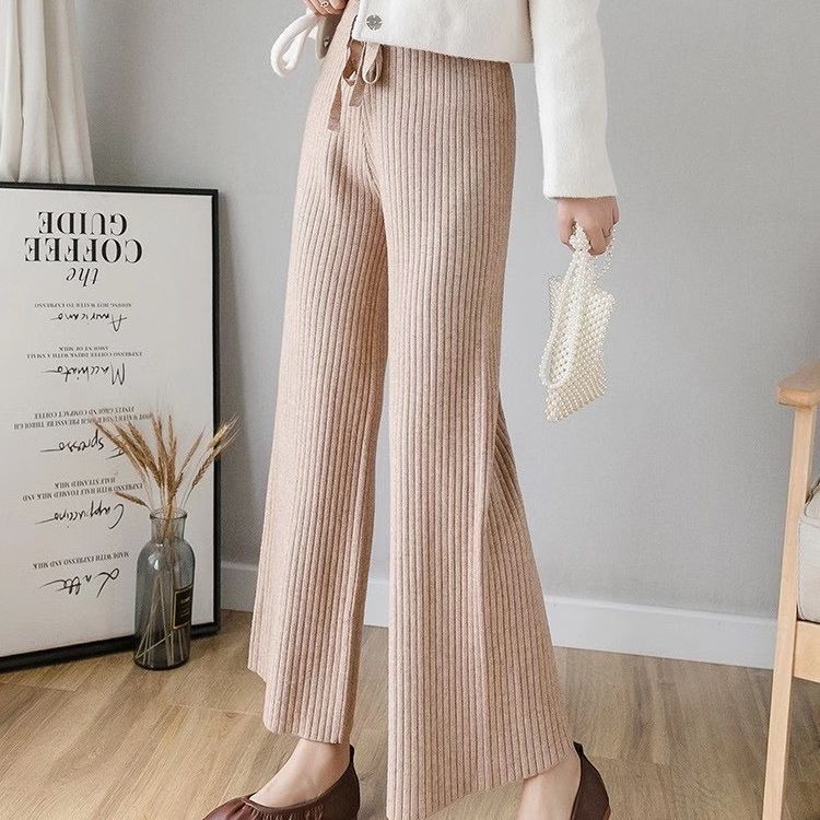 Damen Bequeme Rippstrickhose mit Taillenzug Drune