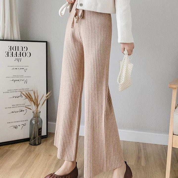 Damen Bequeme Rippstrickhose mit Taillenzug Drune
