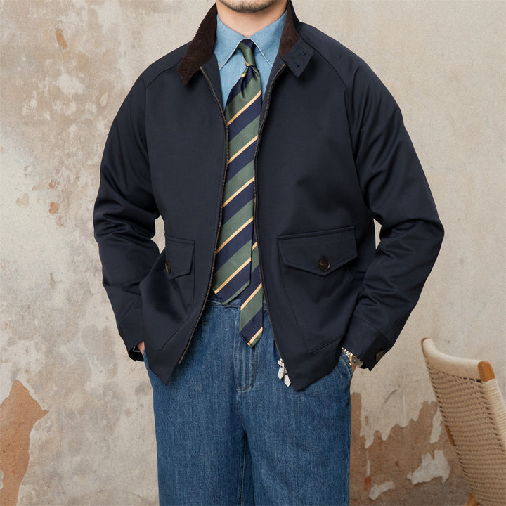 Herren Kurzblouson mit Cordkragen, Pattentaschen und Reißverschluss Drune