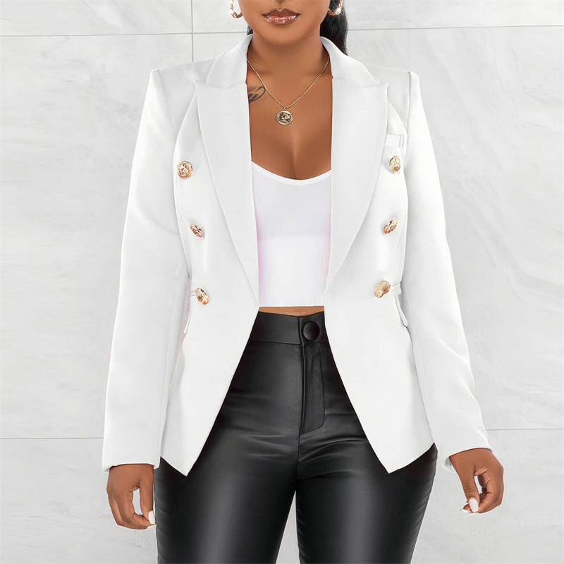 Damen Modischer Doppelt Gepknöpfter Blazer Drune