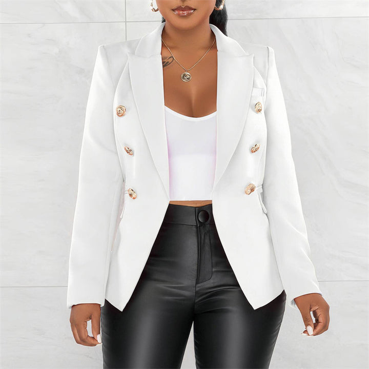 Damen Modischer Doppelt Gepknöpfter Blazer Drune
