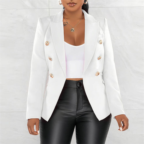 Damen Modischer Doppelt Gepknöpfter Blazer Drune