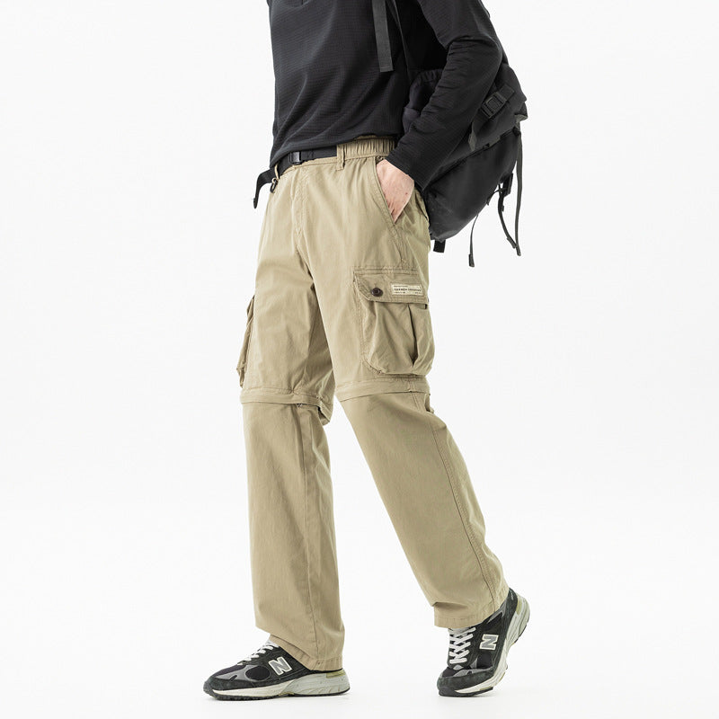 Herren Abnehmbare Cargo-Zip-Hose mit Reißverschluss-Bein, Multifachtaschen und integriertem Gürtel Drune