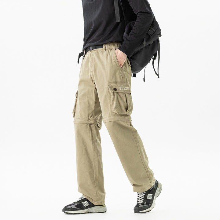 Herren Abnehmbare Cargo-Zip-Hose mit Reißverschluss-Bein, Multifachtaschen und integriertem Gürtel Drune