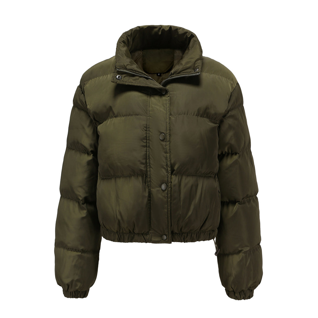 Damen nan kurze gesteppte Winterjacke mit Stehkragen und Kordelzug Drune