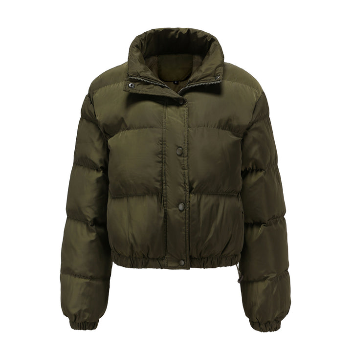 Damen nan kurze gesteppte Winterjacke mit Stehkragen und Kordelzug Drune
