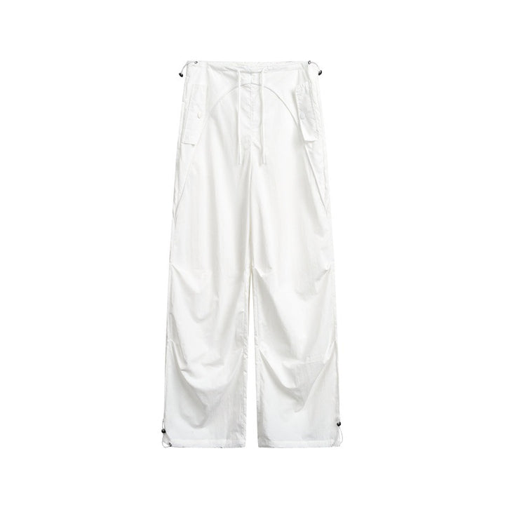 Damen weite Cargo-Hose mit Kordelzugbund und verstellbaren Saum Drune
