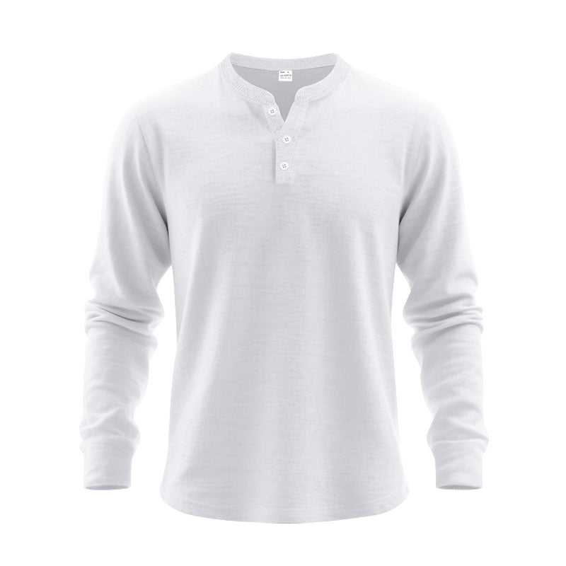 Herren Langarm-Henley-Shirt mit strukturiertem Gewebe und modischen Knöpfen Drune