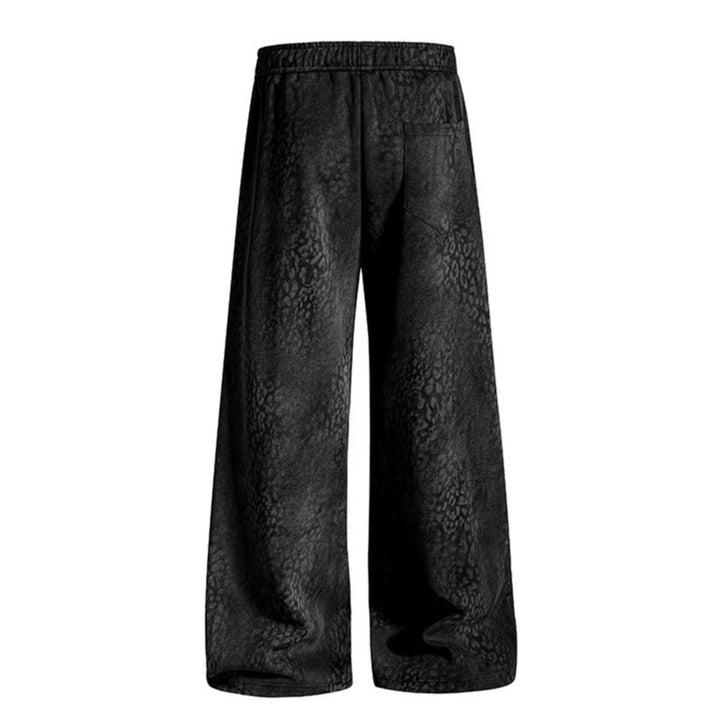 Damen Weite Palazzo-Joggpants mit Tunnelzugbund, Statement-Print und Vintage-Waschung Drune