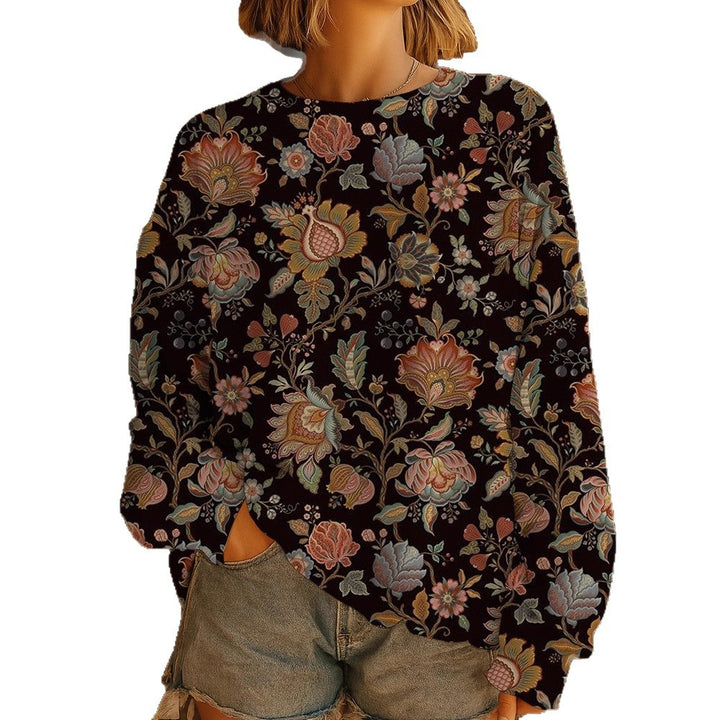 Damen GDrunelümter Oversize-Sweatshirt-Pullover mit Rundhals und Ballonärmeln Drune