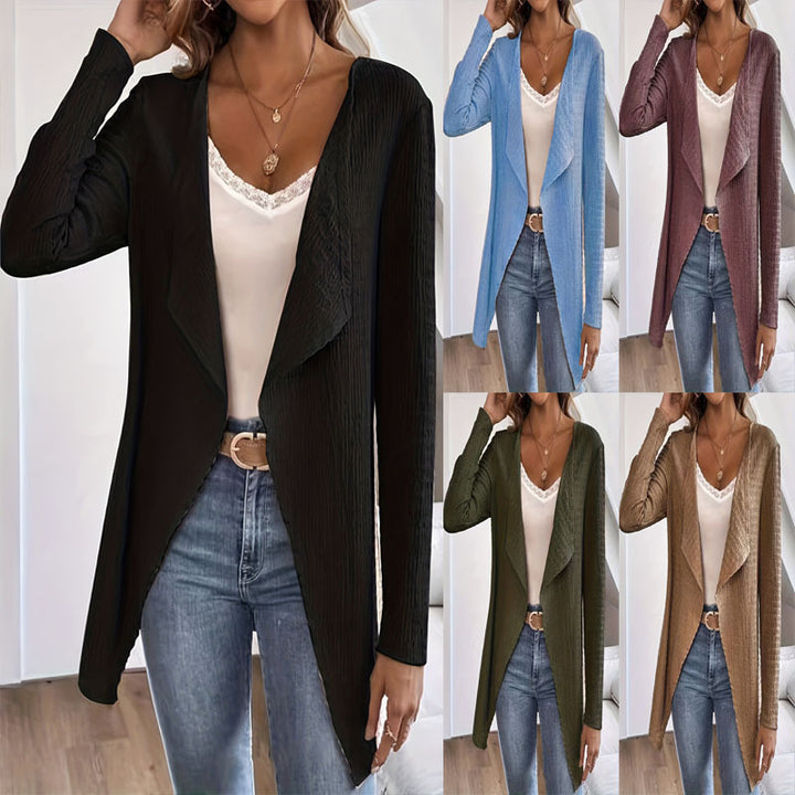 Damen Wasserfall-Blazer aus Crinkle-Struktur, leicht und offen Drune