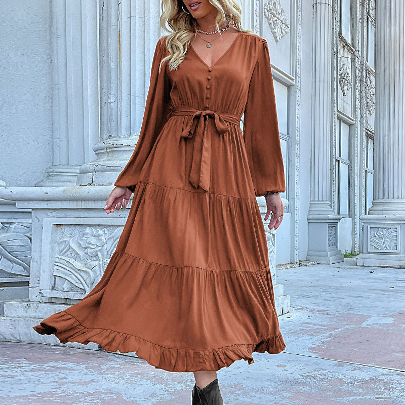 Damen Lange Bluse mit Taillengürtel Drune