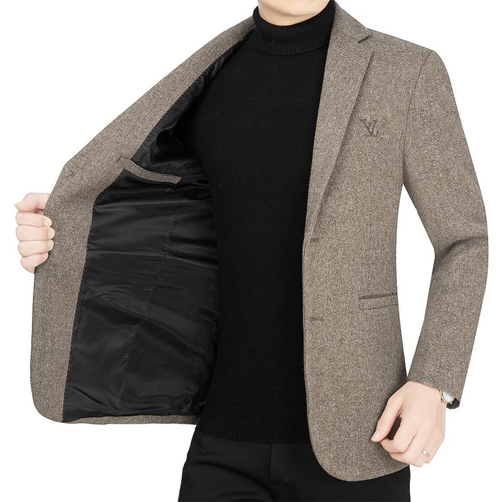 Herren Slim-Fit Sakko im Filzlook mit minimalistischen Pattentaschen Drune