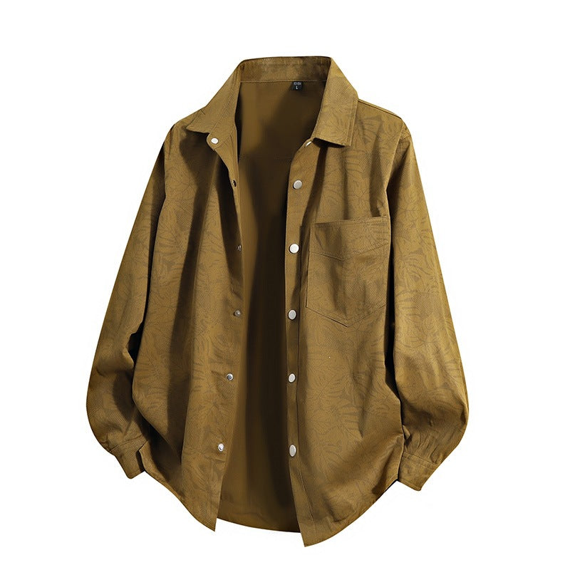 Herren Leichte Overshirt‑Hemdjacke mit botanischem Allover‑Print, Druckknopffront & Brusttasche Drune