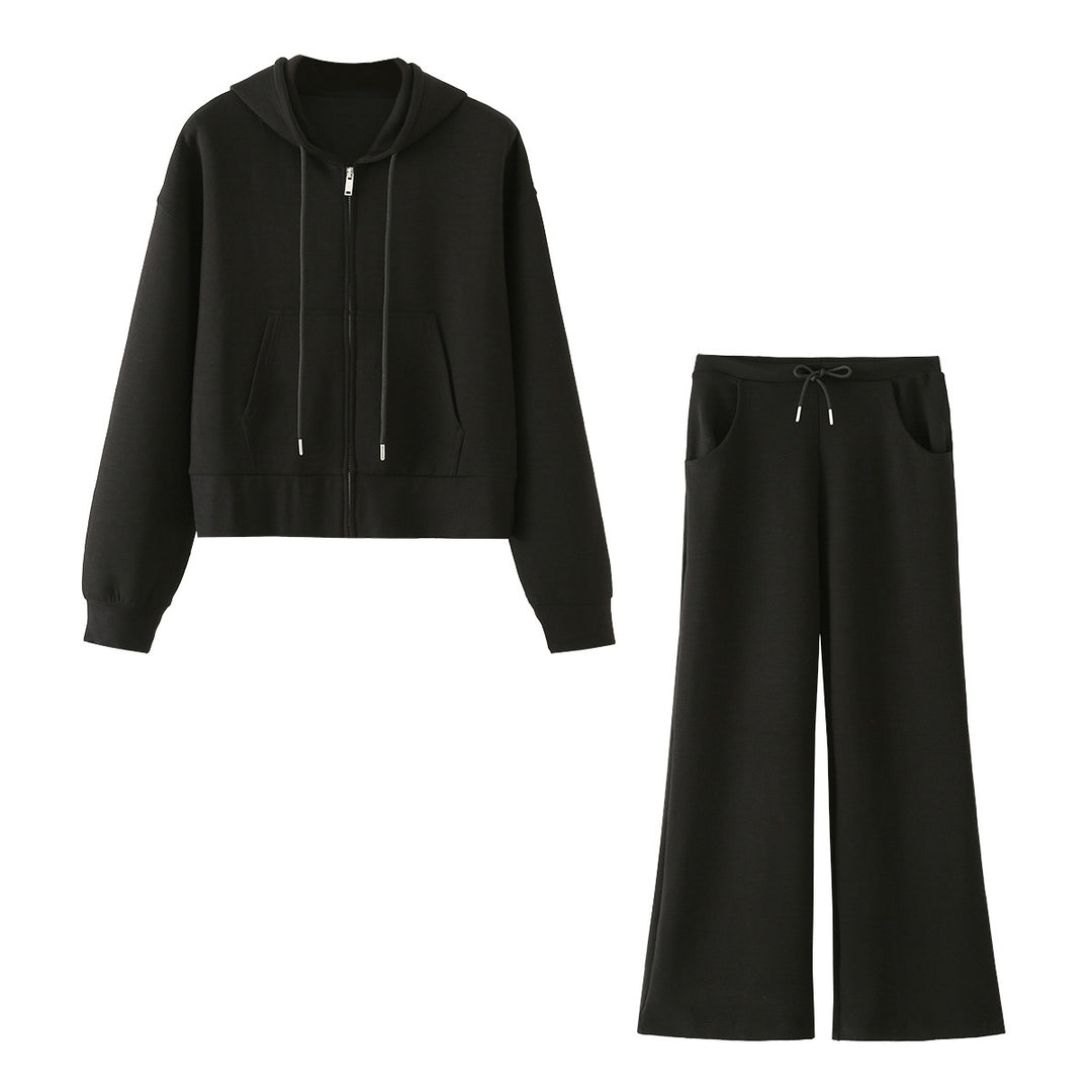 Damen Weite Jersey-Hose mit hohem Bund Tunnelzug und Pattentaschen Drune