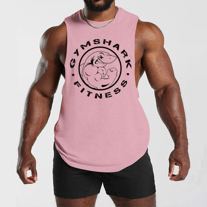 Herren nan ärmelloses Muskelshirt mit extra tiefen Armöffnungen und großem Logodruck Drune