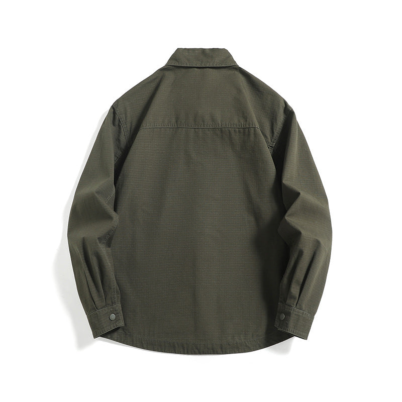 Herren Ripstop-Overshirt mit Druckknopfleiste, geradem Schnitt und Brusttasche Drune
