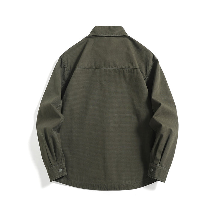 Herren Ripstop-Overshirt mit Druckknopfleiste, geradem Schnitt und Brusttasche Drune