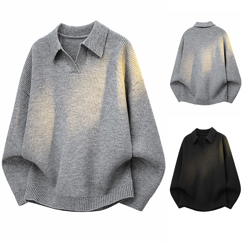Damen Modischer Grobstrickpullover mit V-Ausschnitt und lässigem Schnitt Drune
