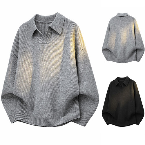 Damen Modischer Grobstrickpullover mit V-Ausschnitt und lässigem Schnitt Drune