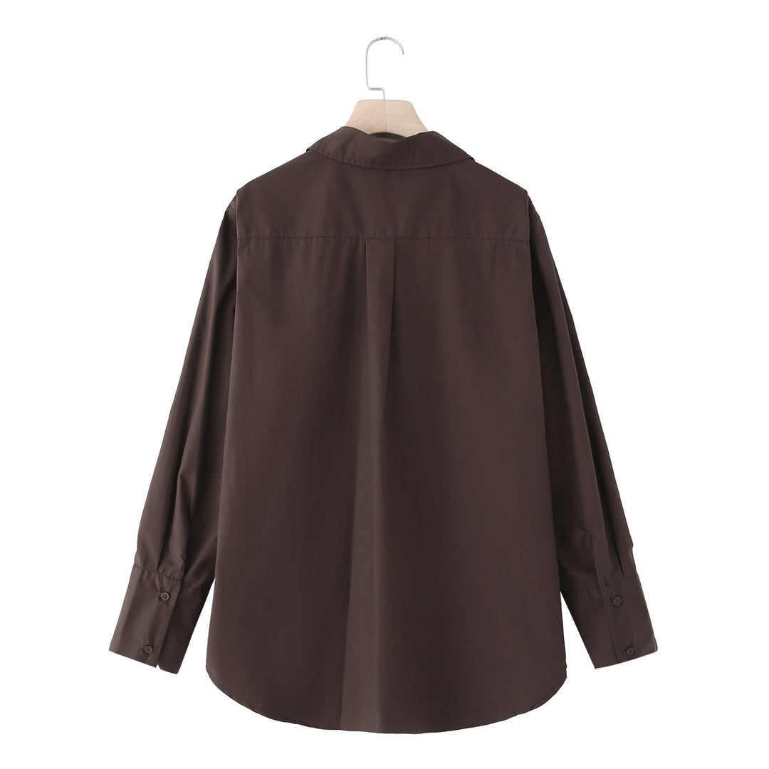 Damen 20+ lässige Oversize Hemdbluse mit Hemdkragen, durchgehender Knopfleiste und verlängertem Rückteil Drune