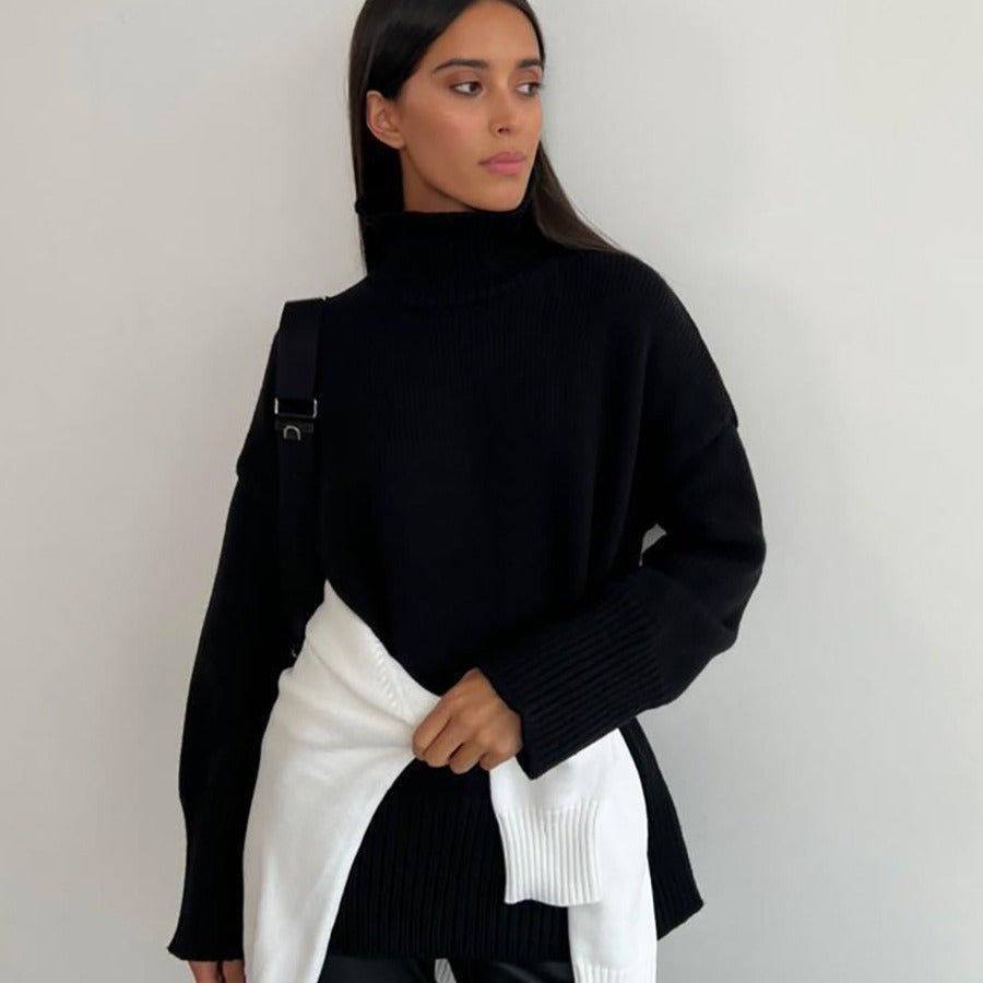 Damen Kuscheliger Rollkragenpullover aus hochwertiger Baumwollmischung mit lockerer Passform Drune