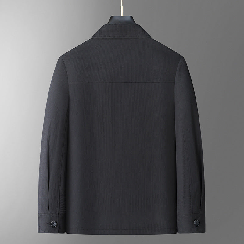 Herren Übergangsjacke im Overshirt‑Stil mit Hemdkragen und aufgesetzten Pattentaschen Drune
