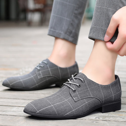 Herren Eleganter kariert-musterierter Derby-Halbschuh mit schmaler Spitzform Drune