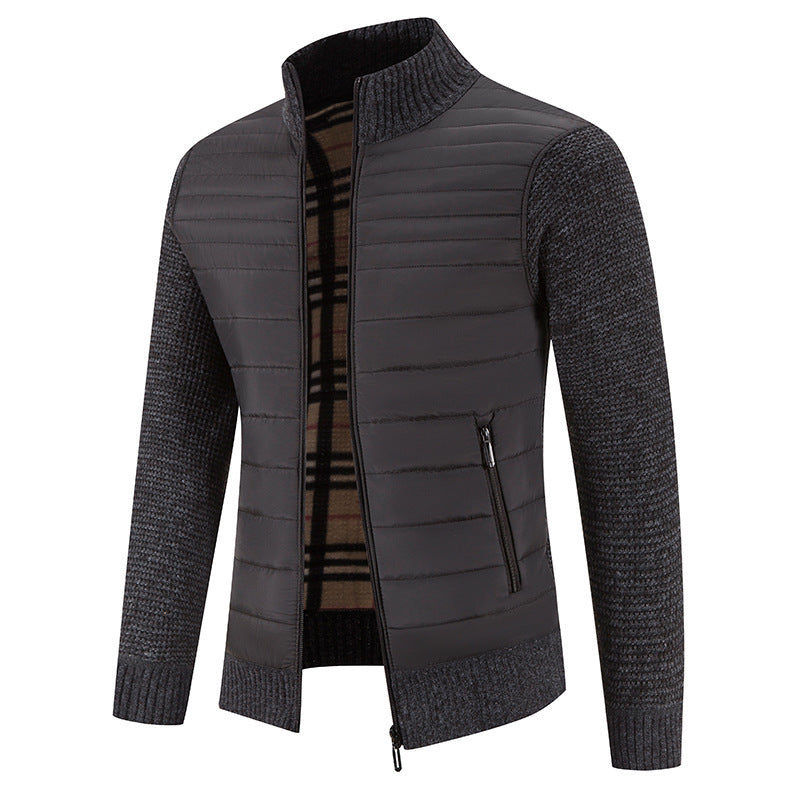 Herren Steppjacke mit modernem Strickärmeln und hohem Kragen Drune