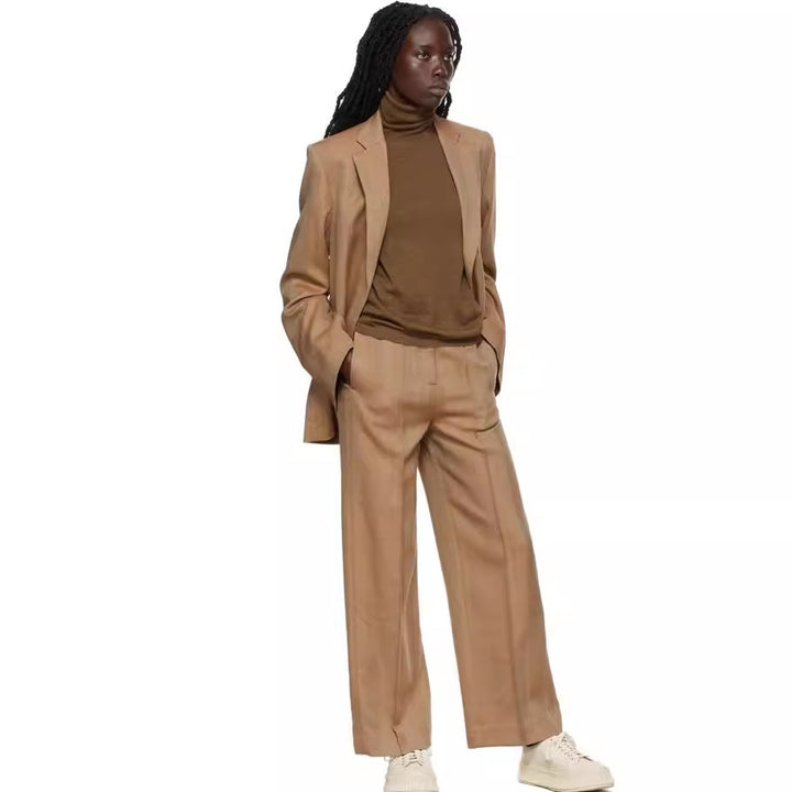 Damen Zweiteiliges Oversize-Blazer‑Set mit weiten Bundfaltenhosen Drune