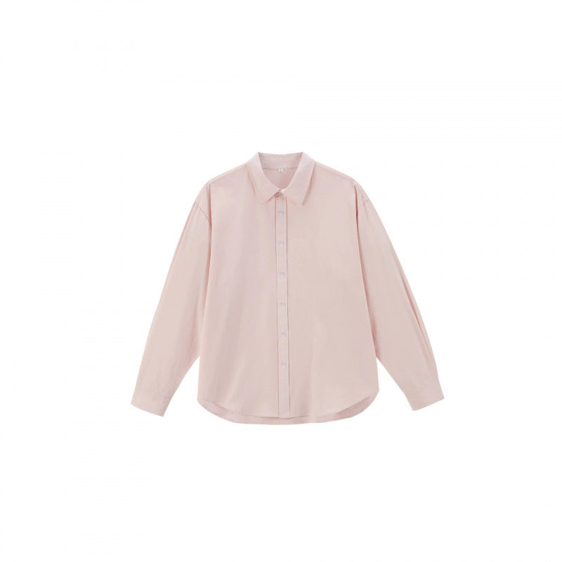 Damen Lockeres Oversize-Blusenhemd mit Kentkragen, durchgehender Knopfleiste und abgerundetem Saum Drune