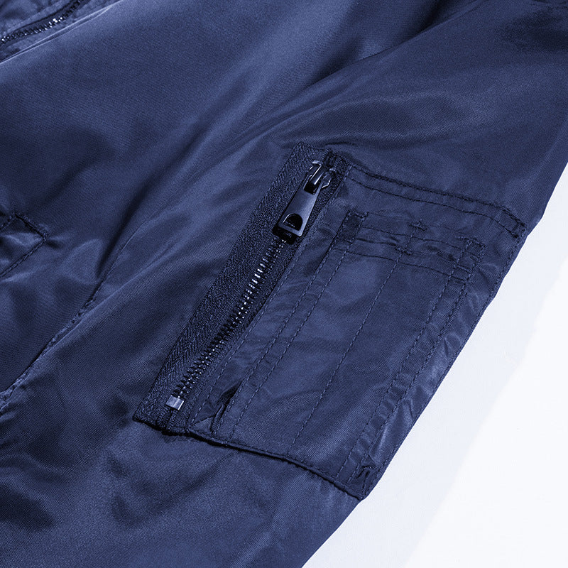 Herren leichte Nylon-Bomberjacke im Pilotenschnitt mit Ärmeltasche Drune