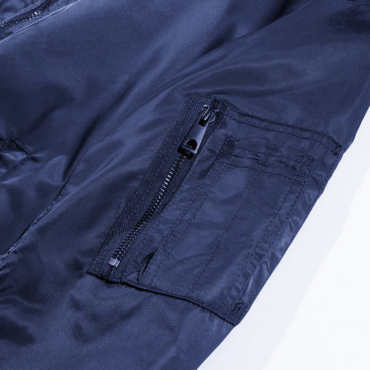Herren leichte Nylon-Bomberjacke im Pilotenschnitt mit Ärmeltasche Drune