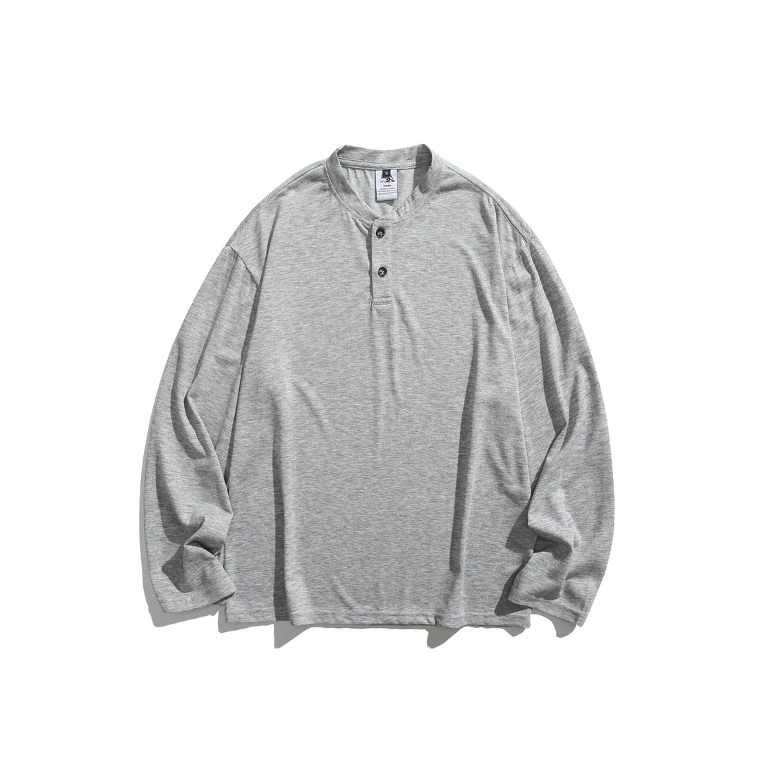 Unisex Langärmeliges Henleyshirt mit kurzer Knopfleiste und relaxed Fit Drune