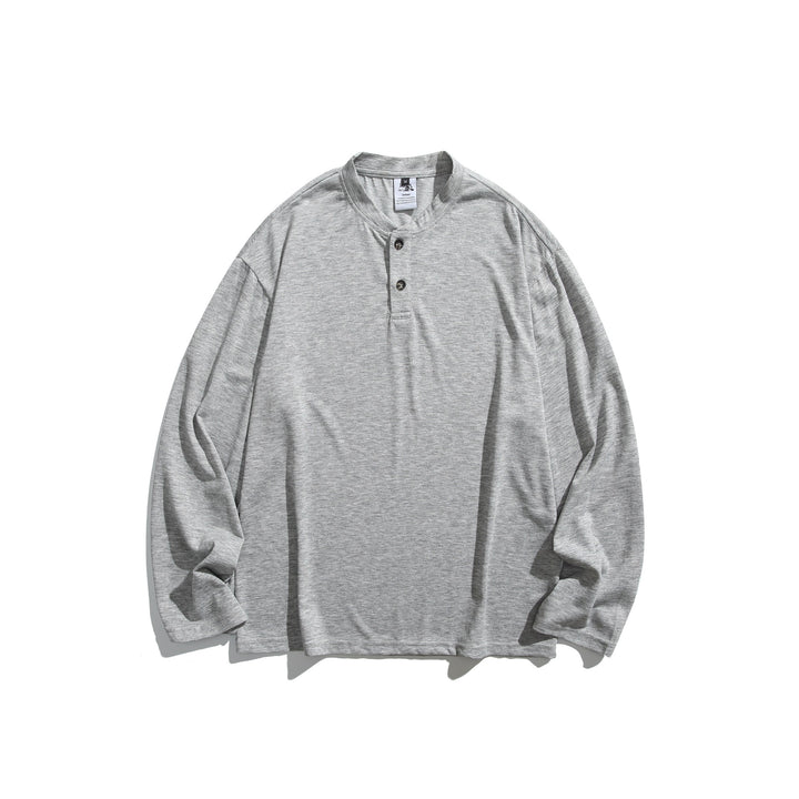 Unisex Langärmeliges Henleyshirt mit kurzer Knopfleiste und relaxed Fit Drune