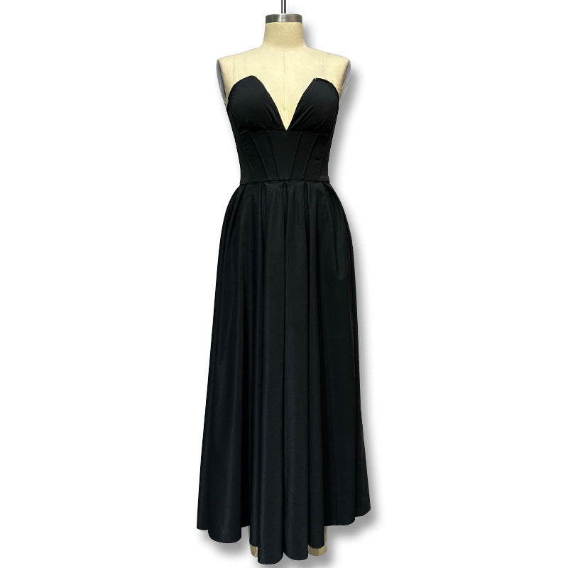 Damen Elegantes und figurbetontes Abendkleid mit tiefem Ausschnitt Drune