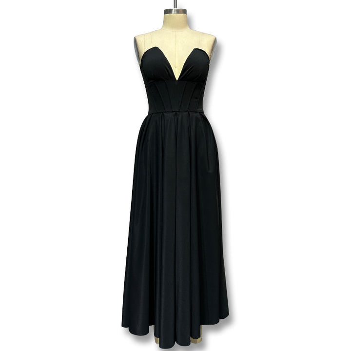 Damen Elegantes und figurbetontes Abendkleid mit tiefem Ausschnitt Drune