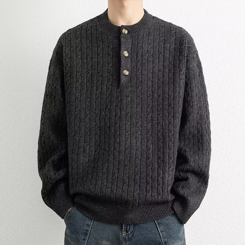 Herren Grobstrickpullover mit Knopfleiste Drune 1787964769