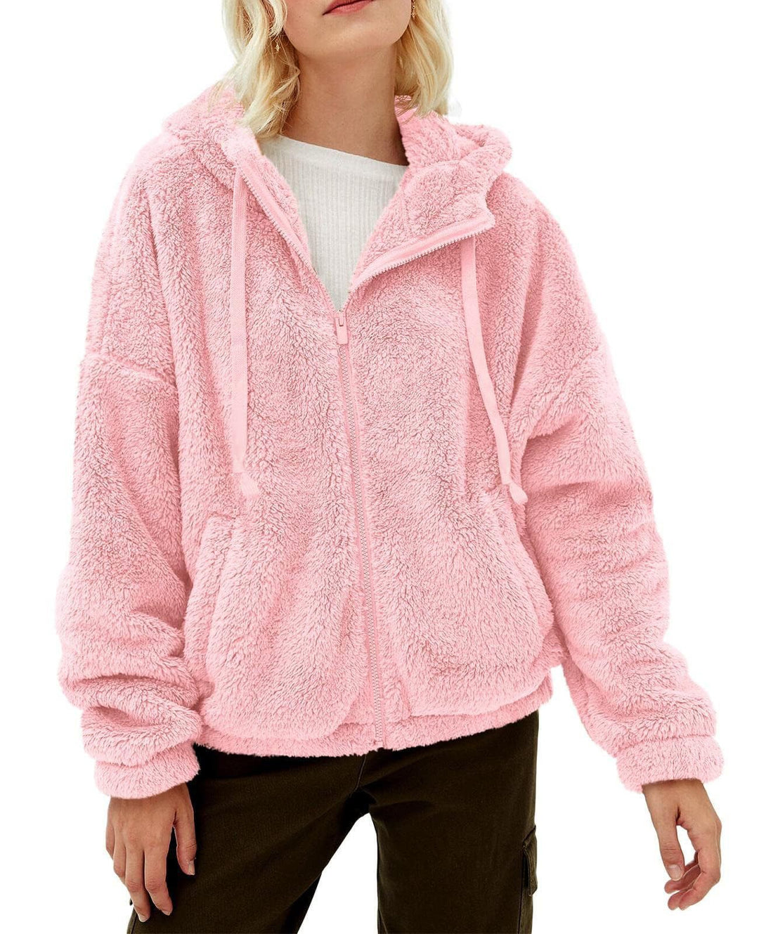 Damen Kuschelige Fleecejacke mit hohem Kragen und Reißverschluss Drune