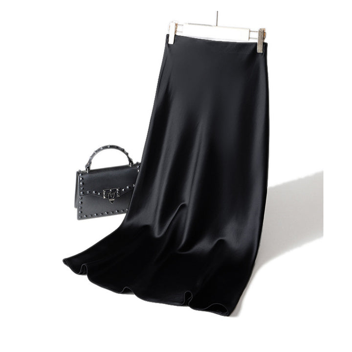 Damen Langer Satin-Maxirock im Bias-Cut mit taillenhoher Passform und fließender A‑Linie Drune
