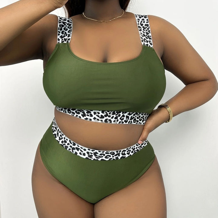 Damen Hochgeschnittenes Bikini-Set mit trendigem Tiermuster Drune