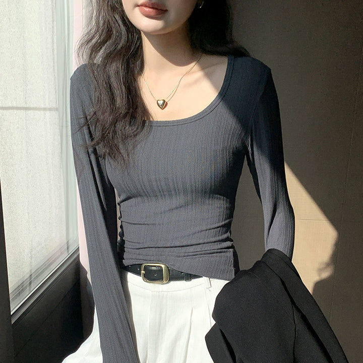 Damen Langarm Rippshirt Drune