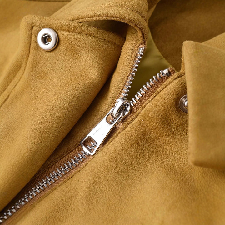Damen nan cropped Wildlederoptik Bomberjacke mit verdecktem Reißverschluss und tailliertem Gummizugsaum Drune