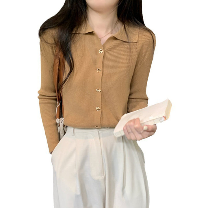 Damen Eleganter Strick-Pullover mit Knopfdetails und feinem Rippmuster Drune