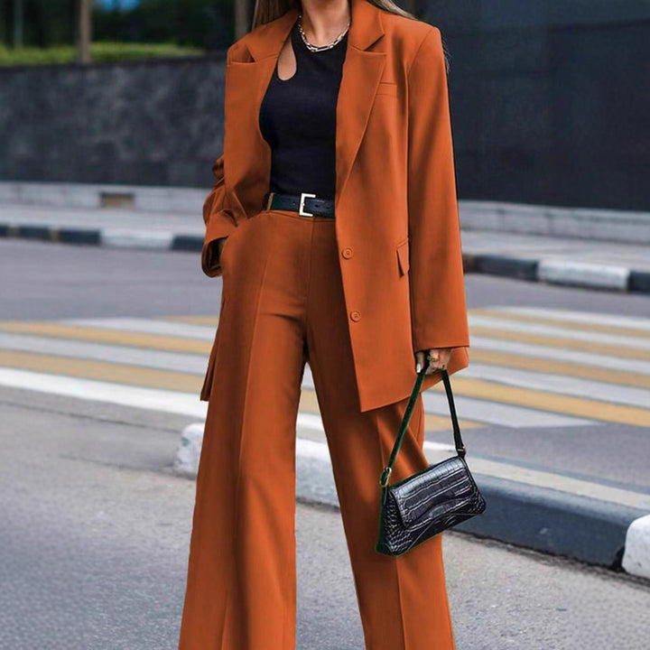 Damen Elegantes Oversized Blazer-Set mit weitem Hosenbund Drune