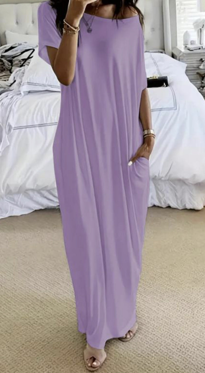 Damen lässiges Maxi-Überkleid mit weitem Schnitt und praktischen Taschen Drune