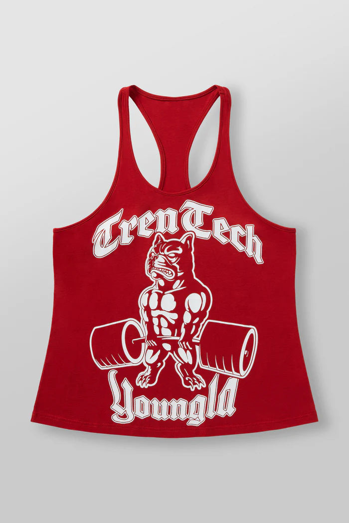 Herren nan figurbetontes Fitness-Tanktop mit Bulldoggen-Grafik und extra tiefen Armausschnitten Drune