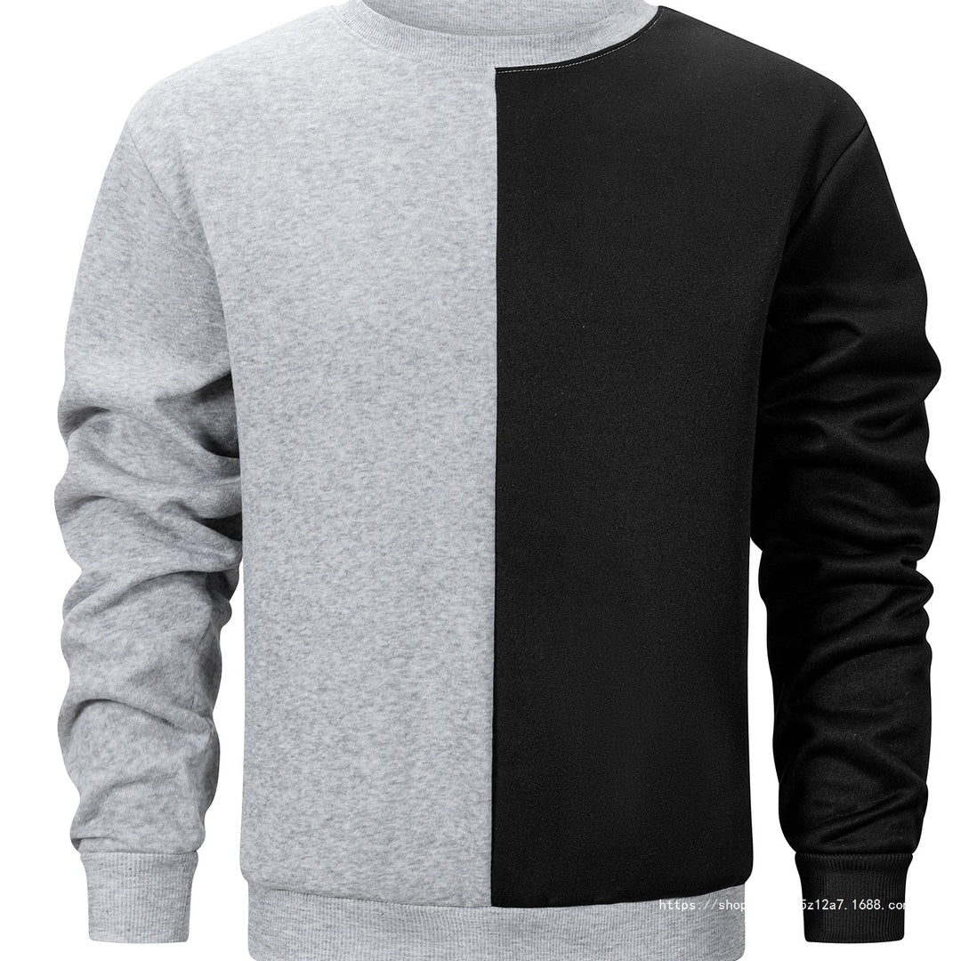 Herren Sweatshirt mit zweifarbiger Blockoptik, Rundhals & weichem Baumwoll‑Mix Drune