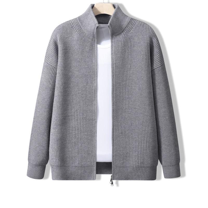 Herren Stylische Strickjacke mit hohem Kragen und Reißverschluss Drune