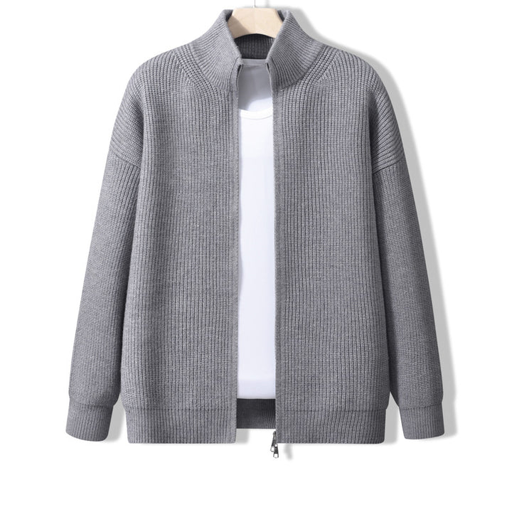 Herren Stylische Strickjacke mit hohem Kragen und Reißverschluss Drune
